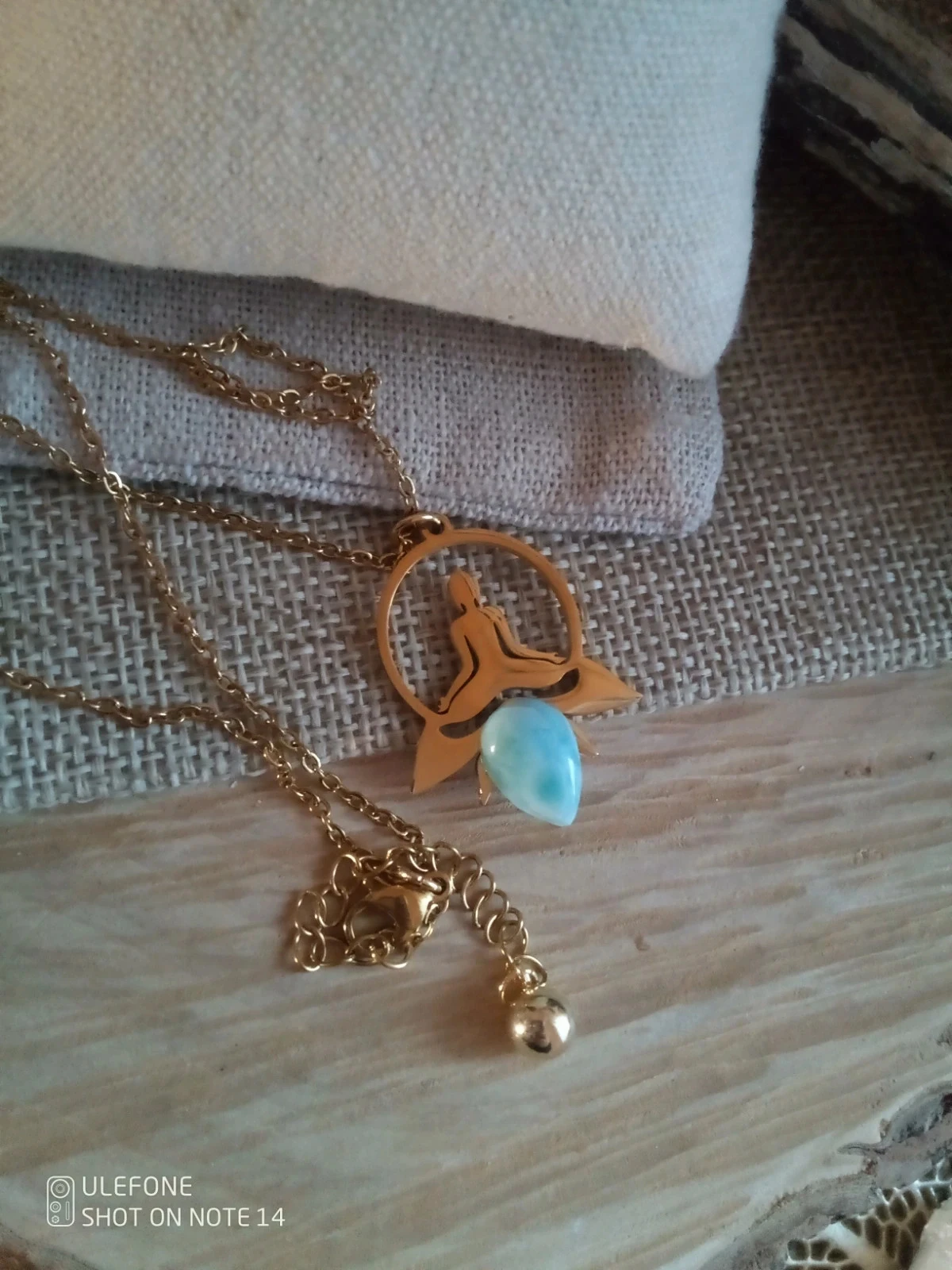 Collier larimar pierre naturelle et pendentif féminin sacré – photo 4